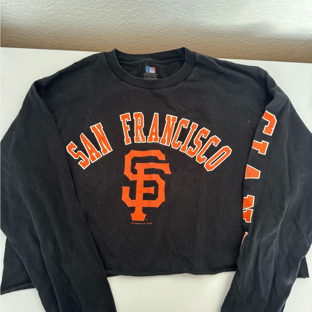 San Francisco Black and Orange Cropped Shirt Size M